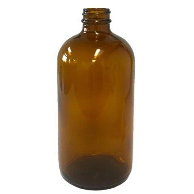 16oz Amber Glass Boston Round Bottle 28/400 | SKU: BSB-041