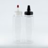 250ml (8oz) Clear PET Sauce Bottle with Yorker Natural Spout Cap and Red Tip | SKU: BSB-066NS